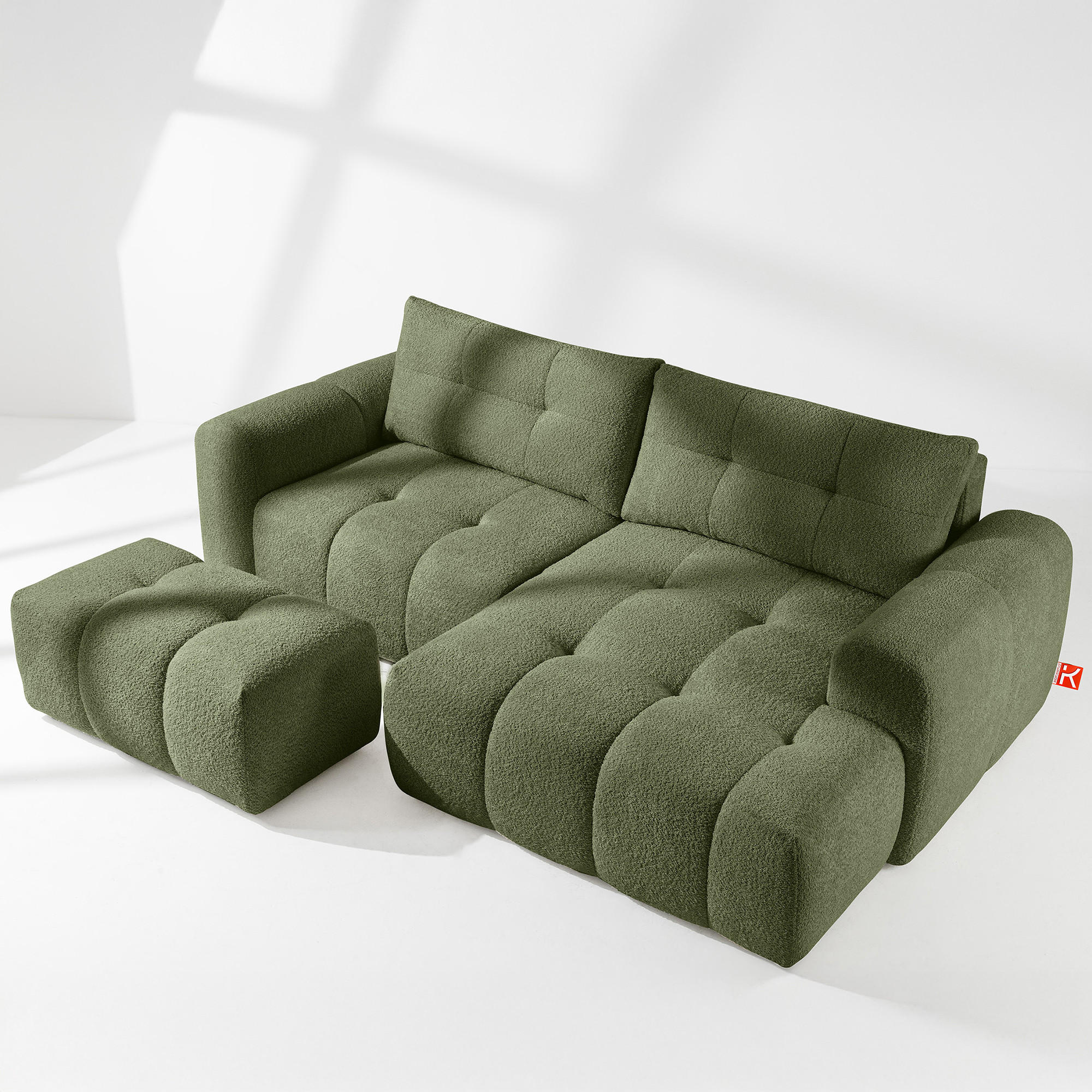 Thumbnail - Konsimo® Ecksofa, Olivgrün, Holz, Textil, L-Form, 256x104 cm, Wohnzimmer, Sofas & Couches, Wohnlandschaften, Ecksofas