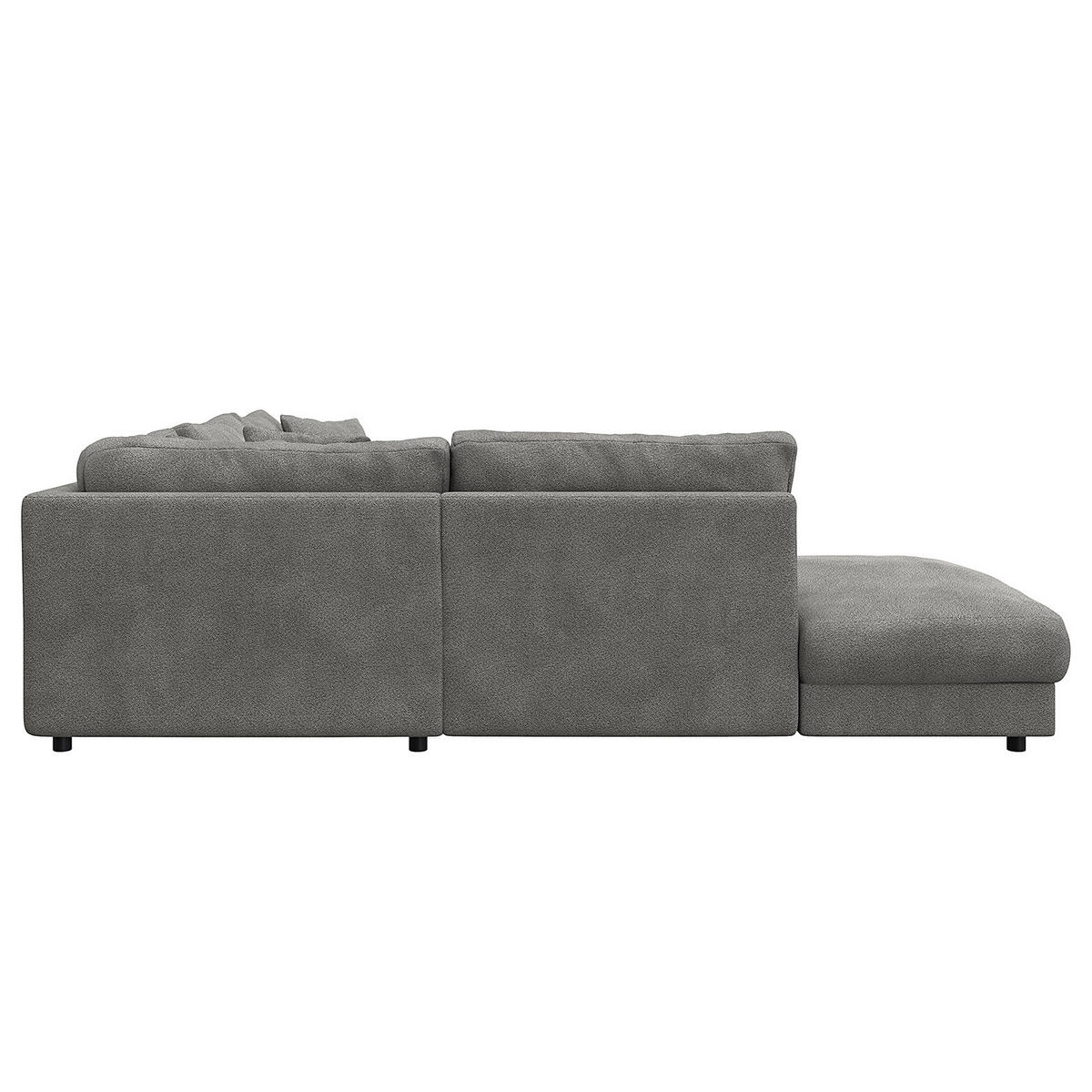 ECKSOFA mit Ottomane - Schwarz/Grau, Kunststoff/Textil (267/254cm) - home24