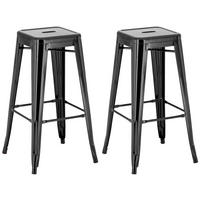BARHOCKER Joshua 2er Set 43x43x76 cm schwarz - Schwarz, Metall (43/76/43cm) - furnicato