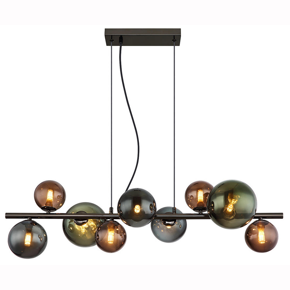 LED HÄNGELAMPE Metall Grau 9-flammig - Grau, Glas (86/36/120cm) - Globo Lighting