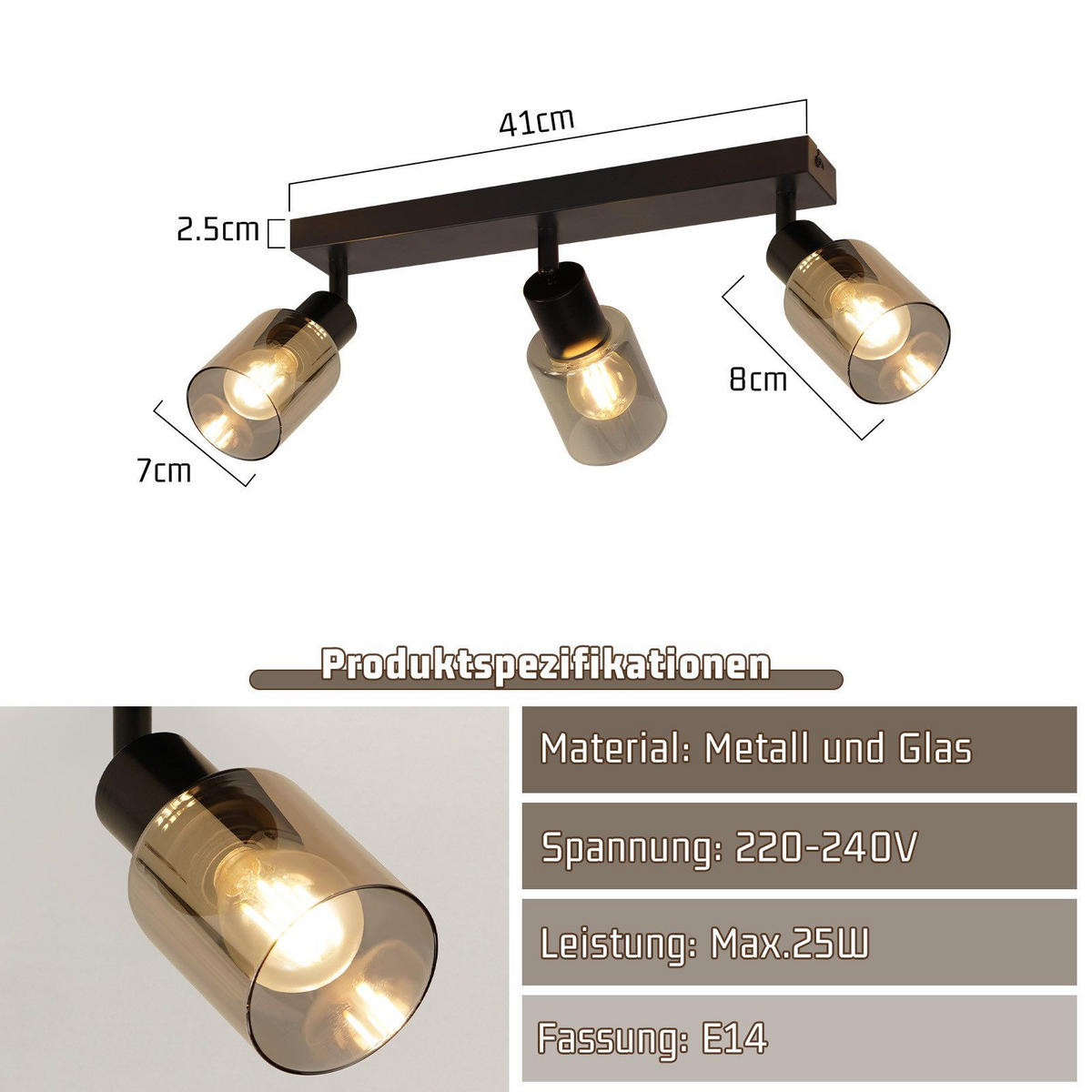 DECKENLEUCHTE Epstein 41/19/15cm - Schwarz, Metall (41/19/15cm) - Nettlife