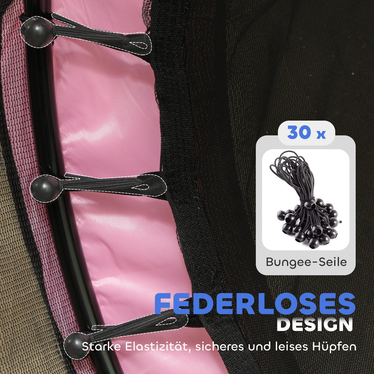 KINDERTRAMPOLIN - Rosa, Kunststoff/Metall (140/140cm) - HOMCOM