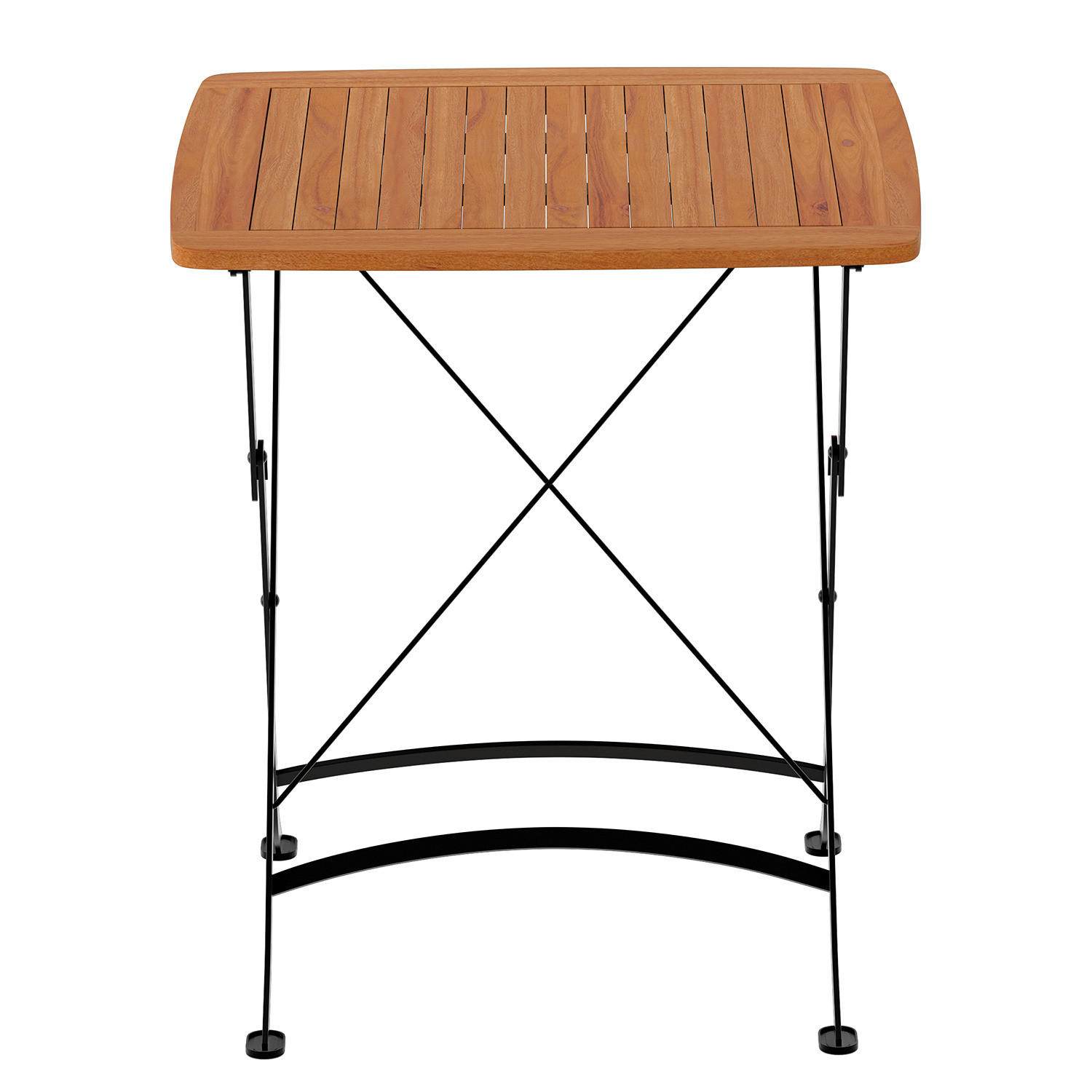 GARTENTISCH - Akazie massiv / Stahl - Akazie / Schwarz - Schwarz/Akaziefarben, Holz/Metall (70/70/75cm) - home24