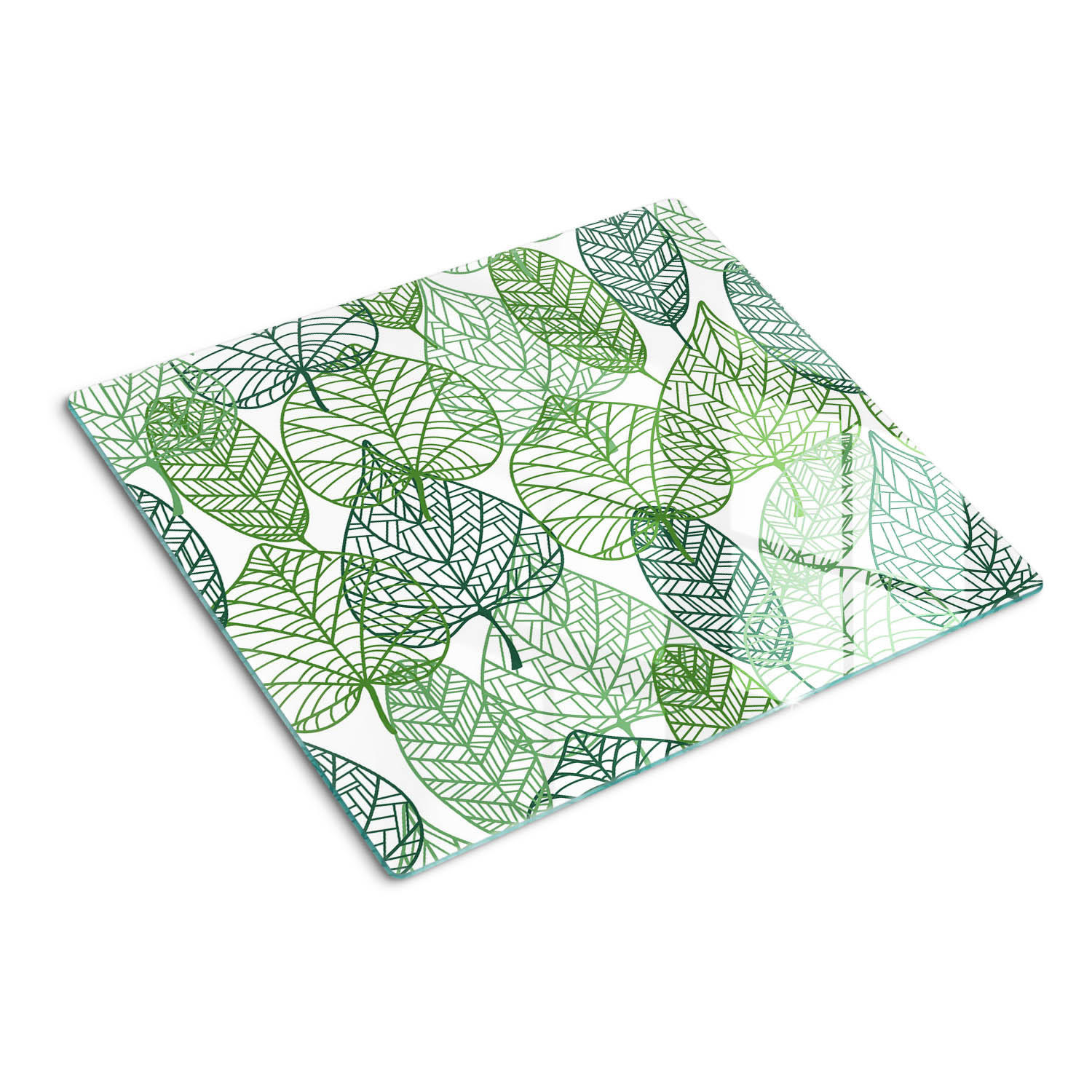 GLASPLATTE 60x52 cm Grünes Blattmuster - Grün, Glas (60/0.4/52cm) - TULUP