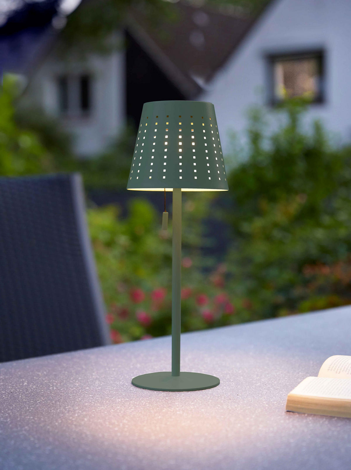 LED-AUSSEN-TISCHLEUCHTE - wetterfest in Grün-Grau mit dimmbarem Akku und Solar-Ladung, 2er-Set - Grün, Metall (24.5/50/24.5cm) - Northpoint