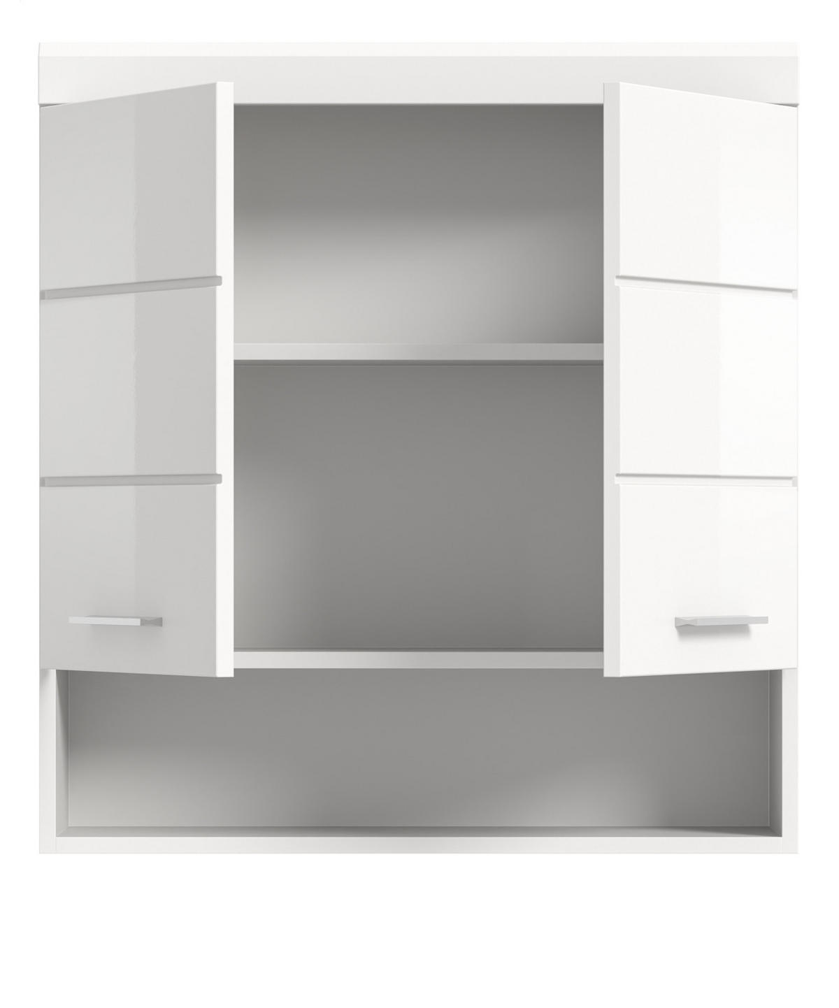 HÄNGESCHRANK weiß Hochglanz 74 x 79 cm, Badschrank hängend - Weiß Hochglanz/Silberfarben, Holzwerkstoff/Kunststoff (74/79/24cm) - Inn.Furn