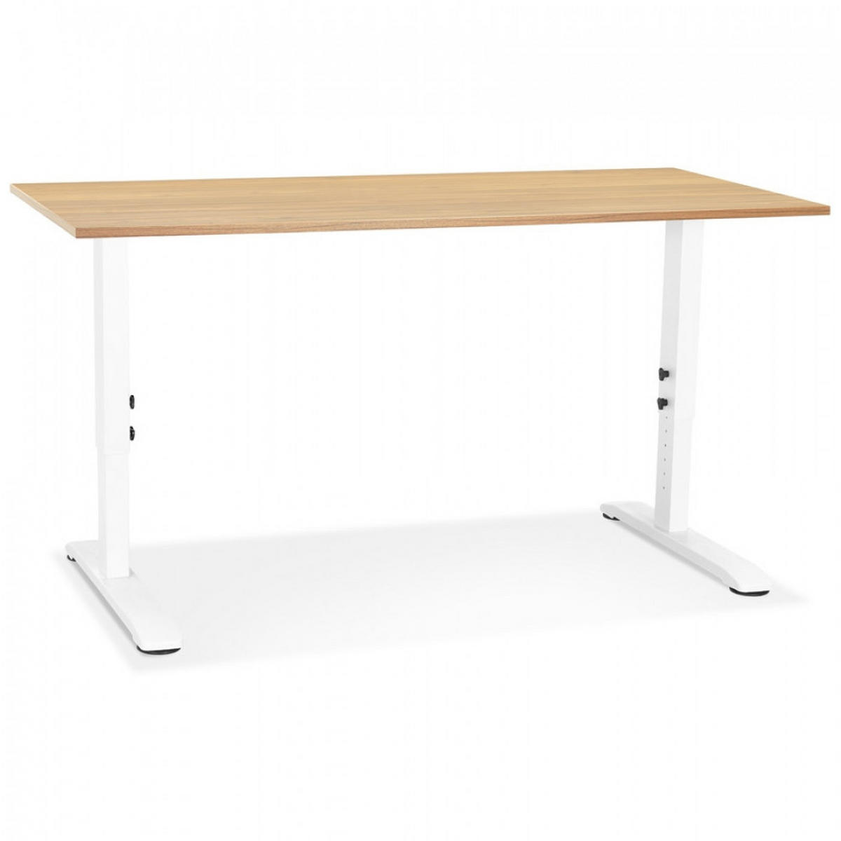 SCHREIBTISCH Beige 140x80x67(86) cm - Beige/Weiß, Holz/Metall (70/140/86.2cm) - AlterEgo