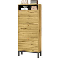 SCHUHSCHRANK aus MDF 63x24x147cm in Natur mit 3 Klappen - Naturfarben, Holzwerkstoff (63/147/24cm) - Modfu