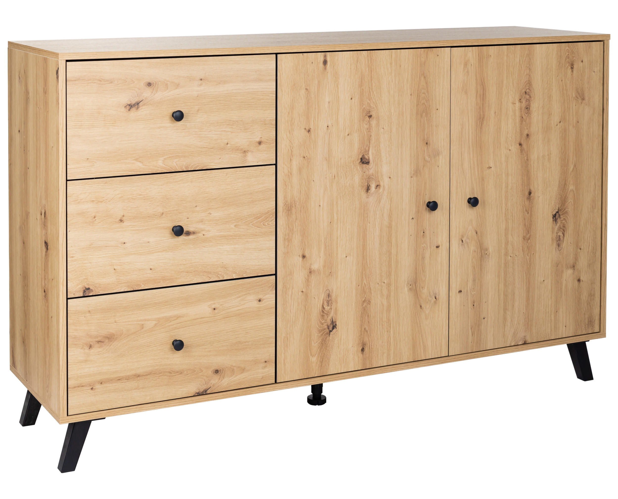 XL - SIDEBOARD Kommode Berlin - Schwarz/Eiche Artisan, Holzwerkstoff/Kunststoff (150/92/40cm) - arthur berndt