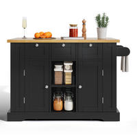 KÜCHENINSEL 132/40(70)/87 cm Natur/Schwarz mit Steckdose - Schwarz, Holzwerkstoff (132/87/70cm) - OKWISH