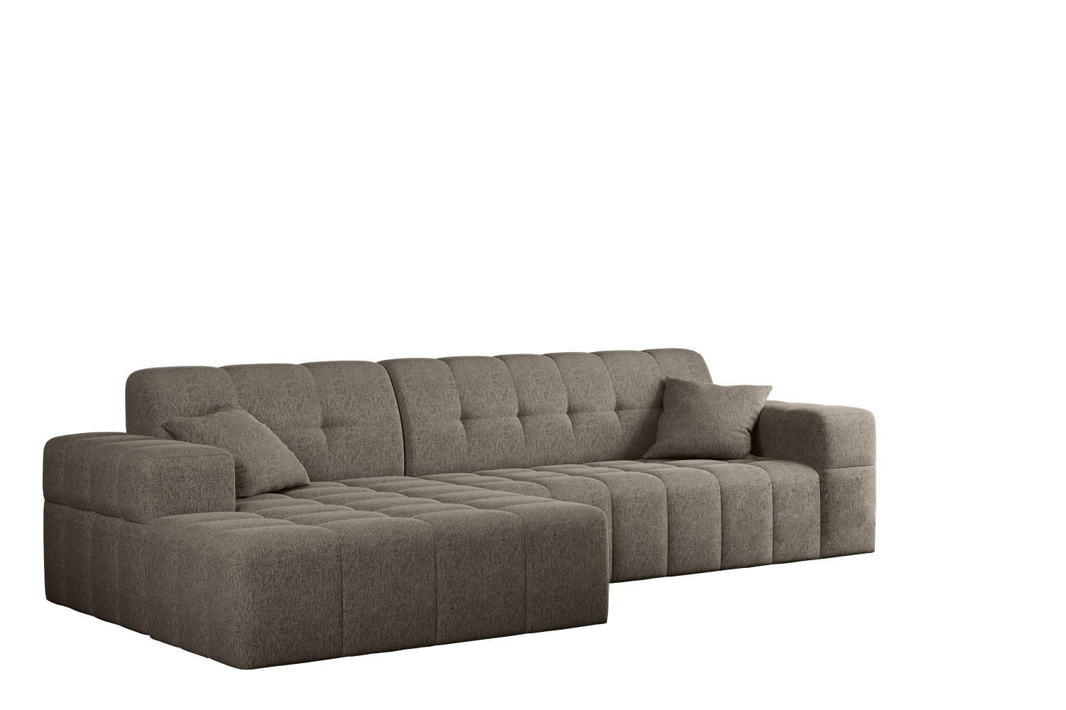 ECKSOFA L-Form NIMES Stoff Verita Dunkelbeige Links - Hellbraun, Holz (168/256cm) - Kaiser Möbel