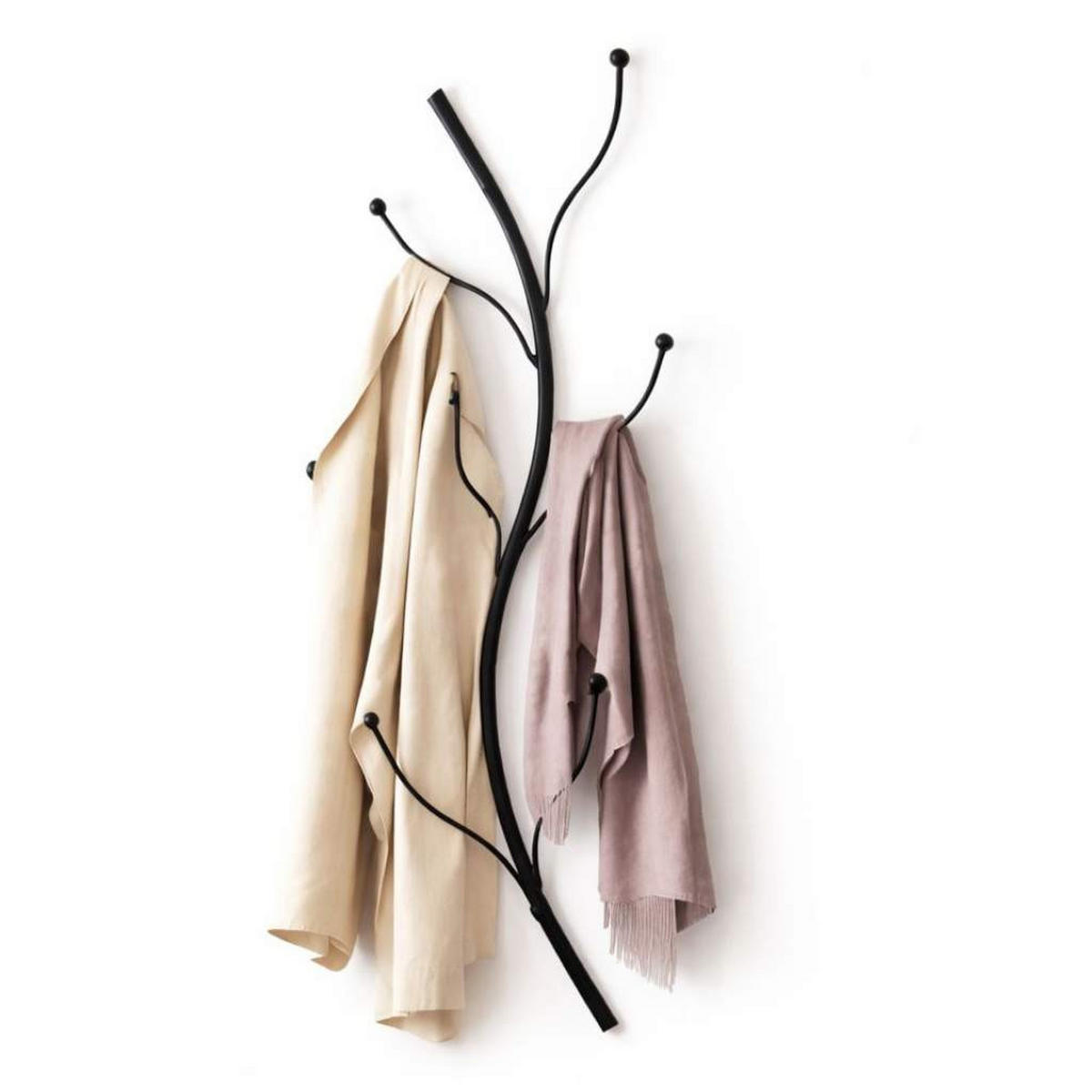 DANDIBO Wandgarderobe Metall Schwarz 93861 Flora Garderobe Wand Garderobenhaken Flurgarderobe Kleiderhaken Hakenleiste - Schwarz, Metall (22/97/8cm) - DanDiBo