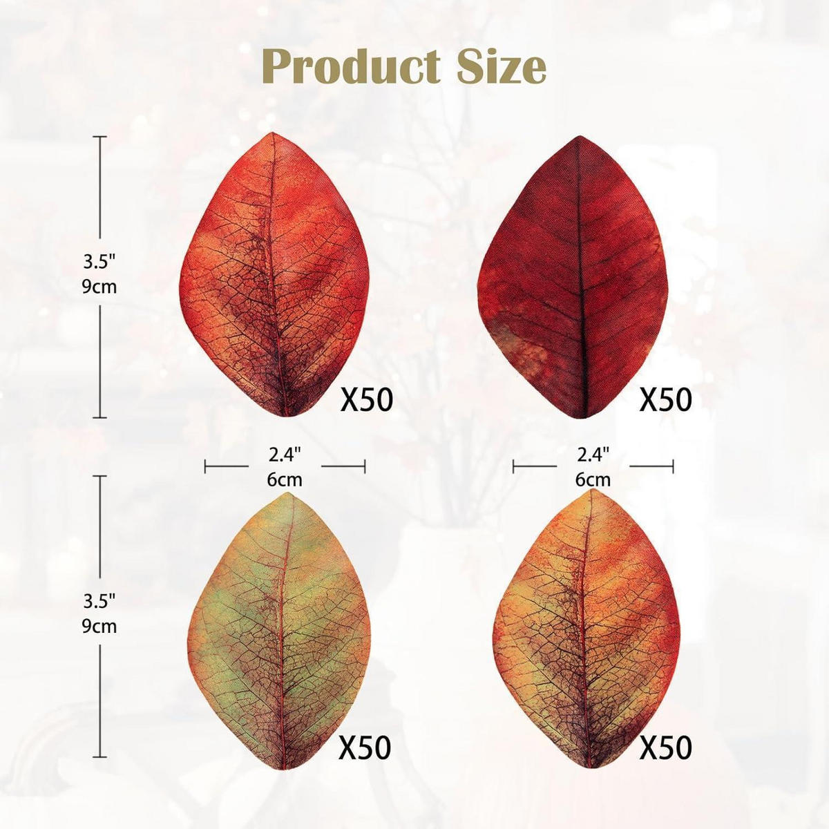 KUNSTLAUB 200 Stück Set Herbstblätter Gemischte Farben - Multicolor, Textil (9cm)