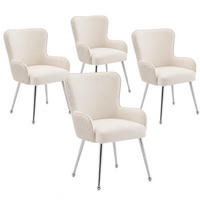 ARMLEHNSTUHL 4er-Set Samt Beige mit Metallbeinen - Beige, Metall (53/83/57.1cm) - Meubliv