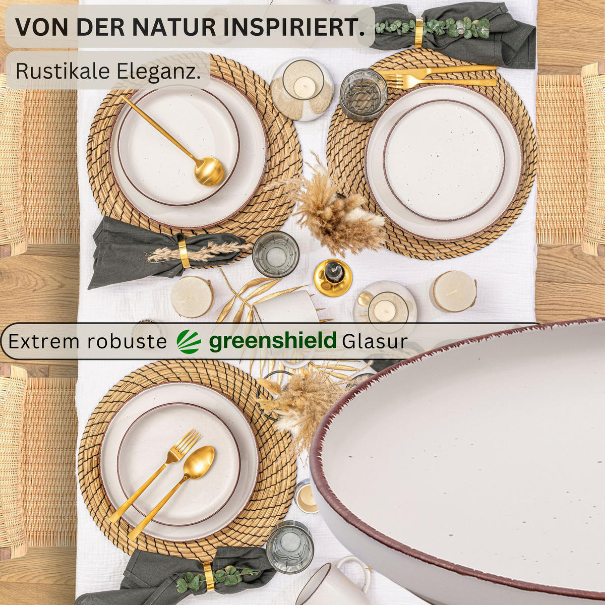 DESSERTELLER BOMBAY IVORY - 4 teilig aus Steingut - Creme, Stein (27cm) - Sänger