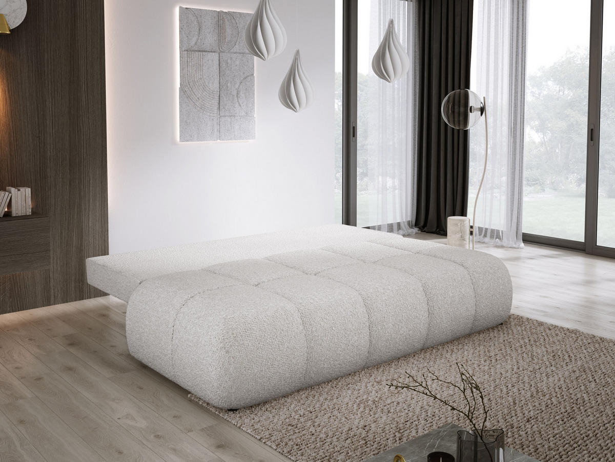 SOFA COCO MINI SCHLAFSOFA mit Bettfunktion, Anthology Stoffbezug, 2-Sitzer, freistehend, Größe: 205x105x97 cm, Esche - Eschefarben, Holz/Textil (205/97/105cm) - DomoHome