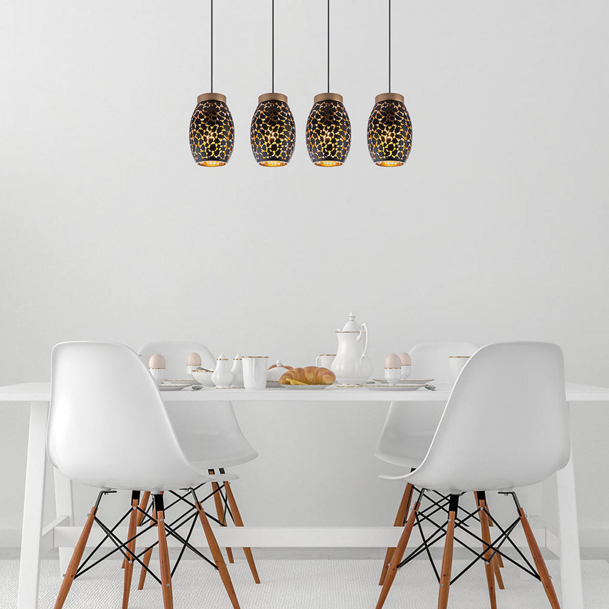 HÄNGELEUCHTE NARRI Metall Schwarz Gold - Schwarz, Metall (90/15/120cm) - Globo Lighting