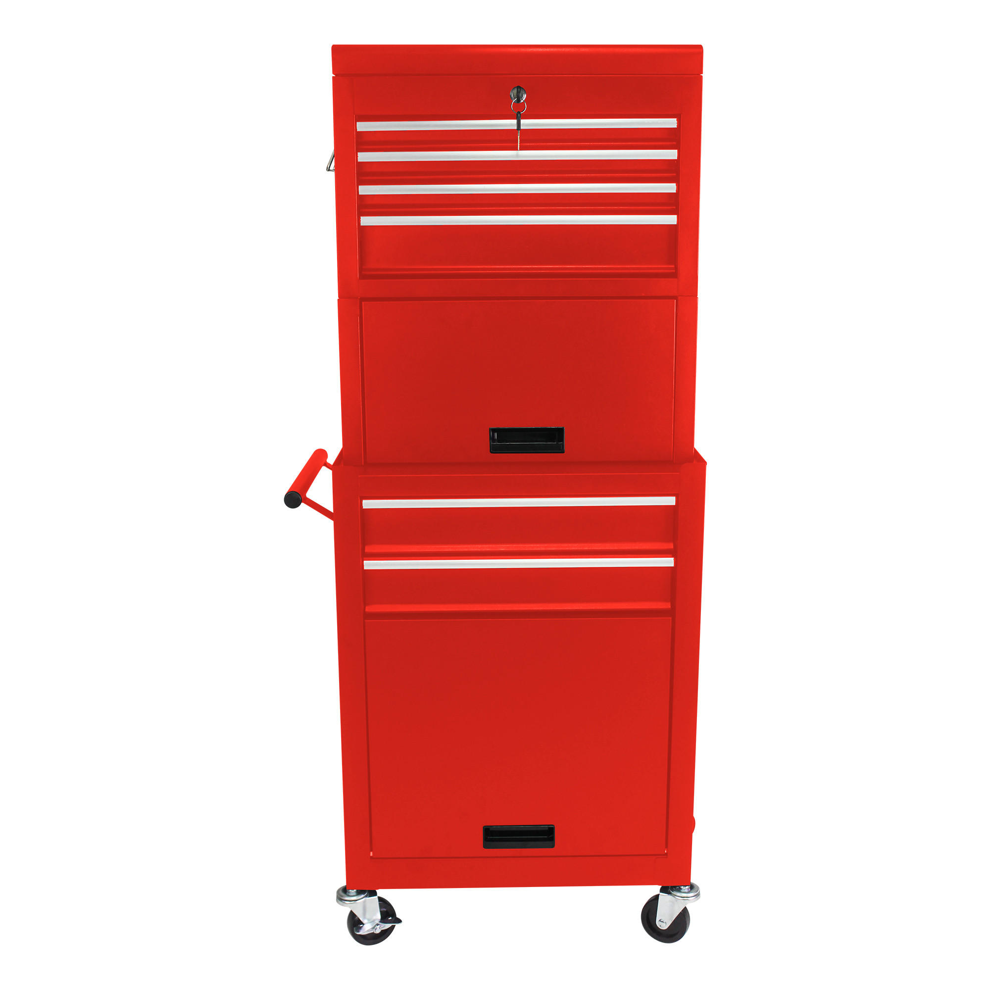 KOMBINATIONSKOFFER – ausgestattet mit 6 Schubladen und 4 Lenkrollen (rot) - Rot, Metall (33/110/60cm) - DCA