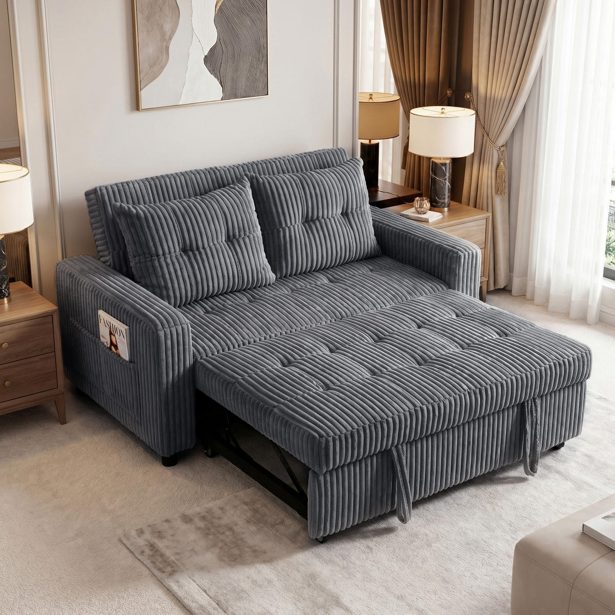SCHLAFSOFA Dunkelgrau 157.0/90.0/91.0cm - Dunkelgrau, Textil (90/91/157cm)