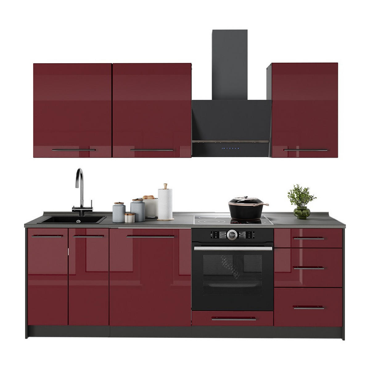CHICINETĂ Fame-Line, Bordeaux lucios ridicat/antracit, 230 cm, AP Stejar - bordo/antracit, compozit lemnos (230/206.8/60cm) - Vicco
