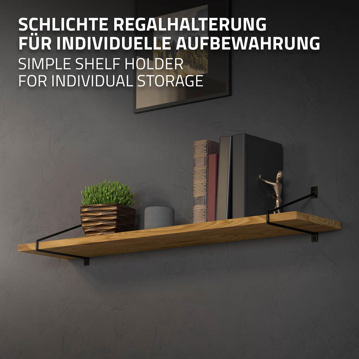 REGALHALTERUNG 2er Set 265mm Schwarz - Schwarz, Metall (18/2.3/26.5cm) - ML-DESIGN