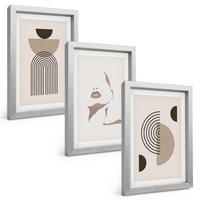 BILDER SET 3er Set - 20x30 cm Silberner Rahmen - Abstrakte Formen und Gesicht - Silberfarben, Kunststoff (20/30cm) - TULUP