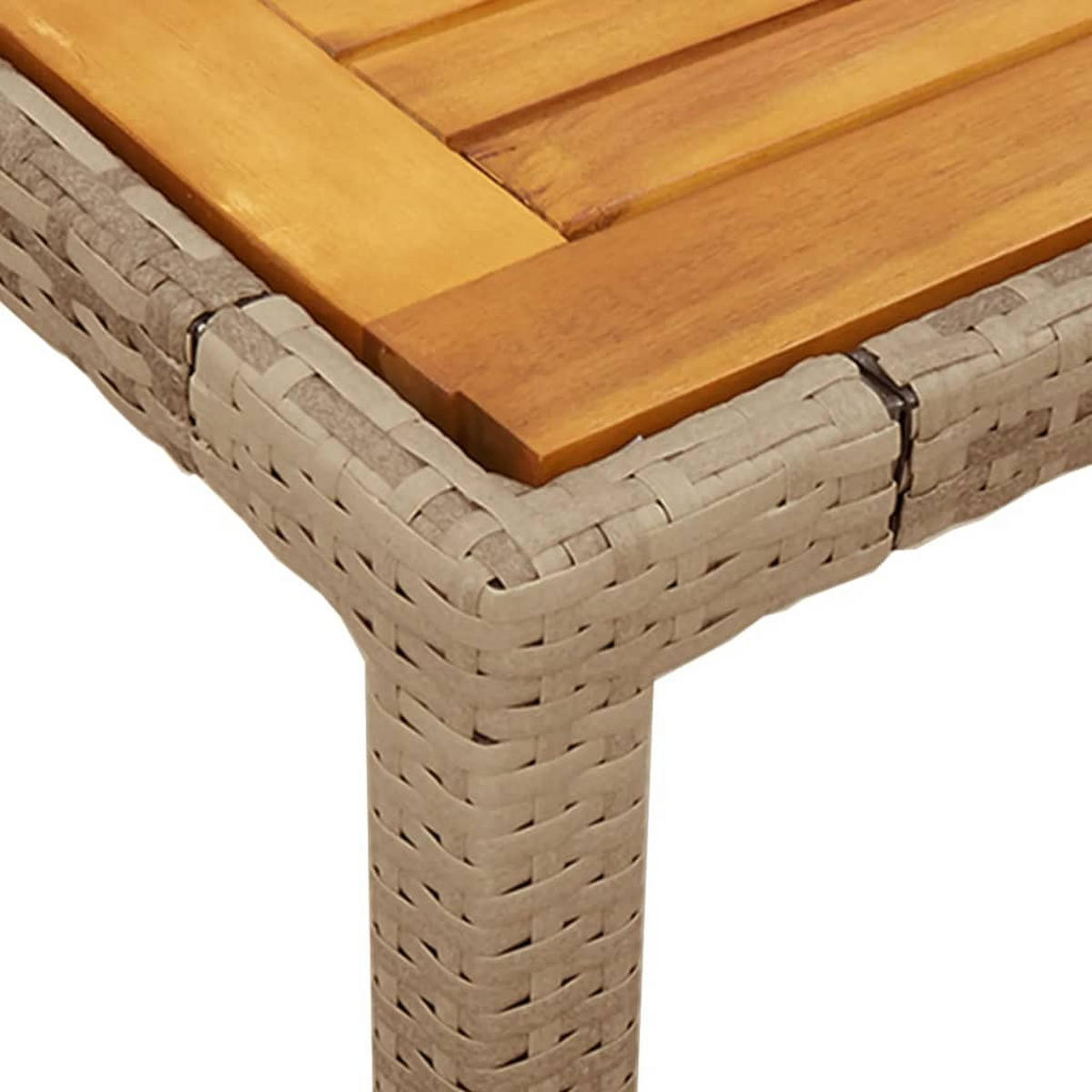 GARTEN-ESSGRUPPE 5-TLG. Mit Kissen Beige Poly Rattan Akazie - Beige/Creme, Kunststoff - vidaXL