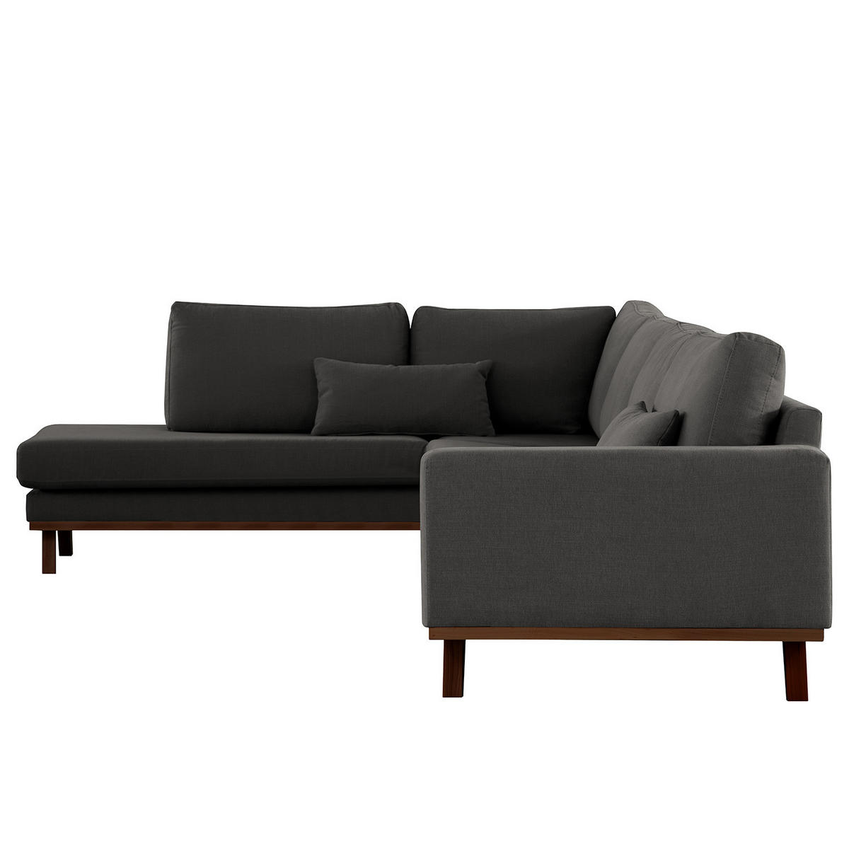 ECKSOFA mit Ottomane - Anthrazit/Buchefarben, Buchenholz/Textil (287/219cm) - home24