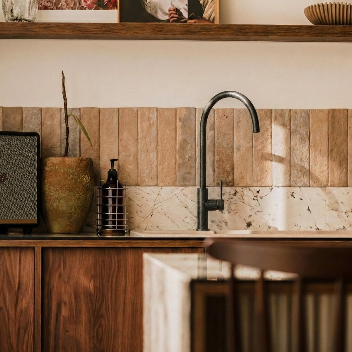 KÜCHENARMATUR Prestige SLIM Schwarz gesprenkelt - Schwarz, Metall (23/42/23cm) - Granitan