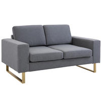 SOFA-2 Sitzer Couch Stoffsofa Eckcouch Sitzmöbel Polstersofa Loungesofa Armlehne - Dunkelgrau, Holz (82/78/145cm) - HOMCOM