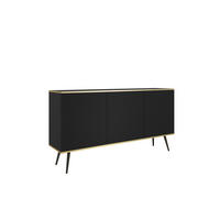 SIDEBOARD: schwarz mit schwarzen Beinen, 160 x 85 x 39 - Schwarz, Holzwerkstoff (160/85/39cm) - 3XE LIVING