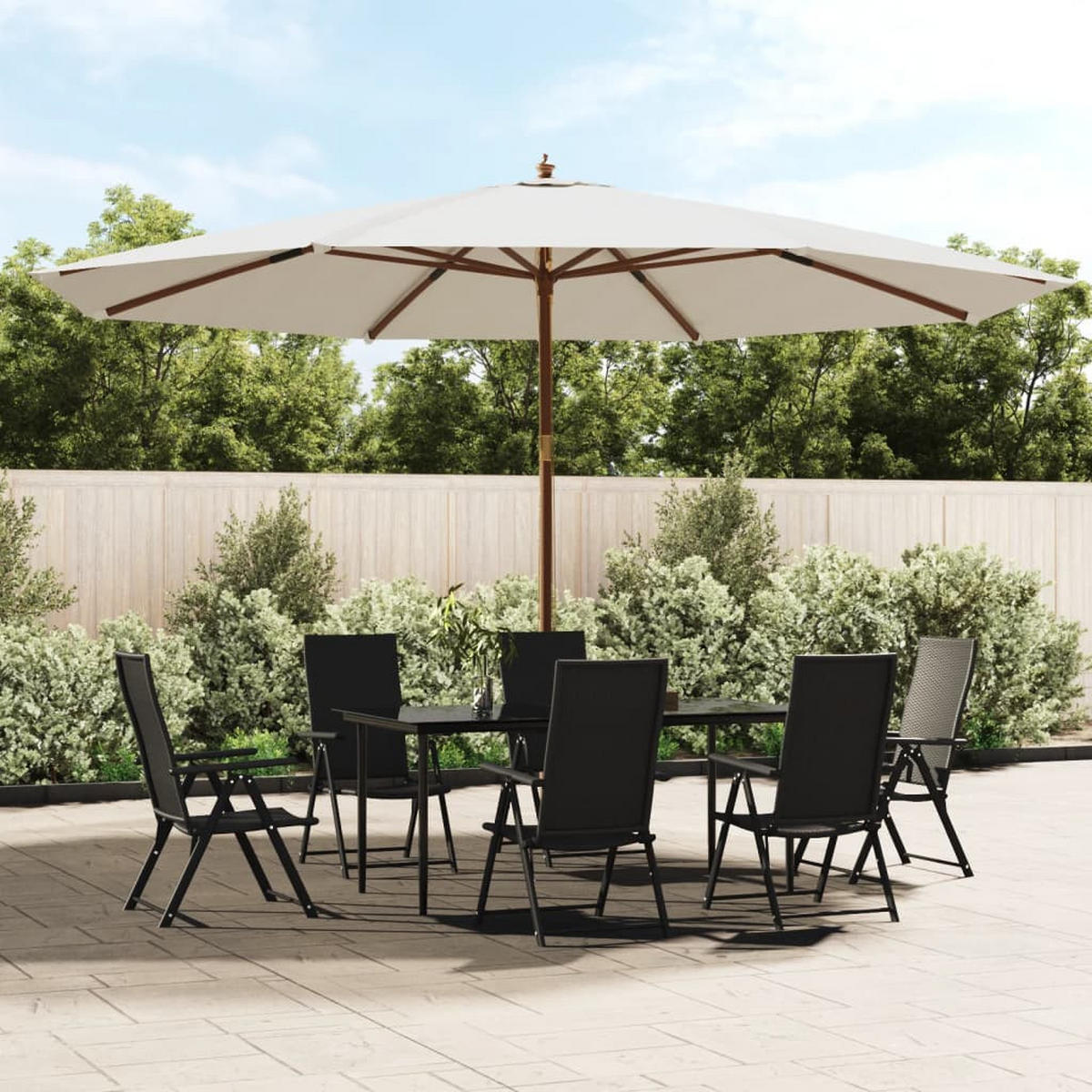 SONNENSCHIRM Mit Holzmast Sandfarben 400/273 Cm - Weiß, Holz (400/400cm) - vidaXL