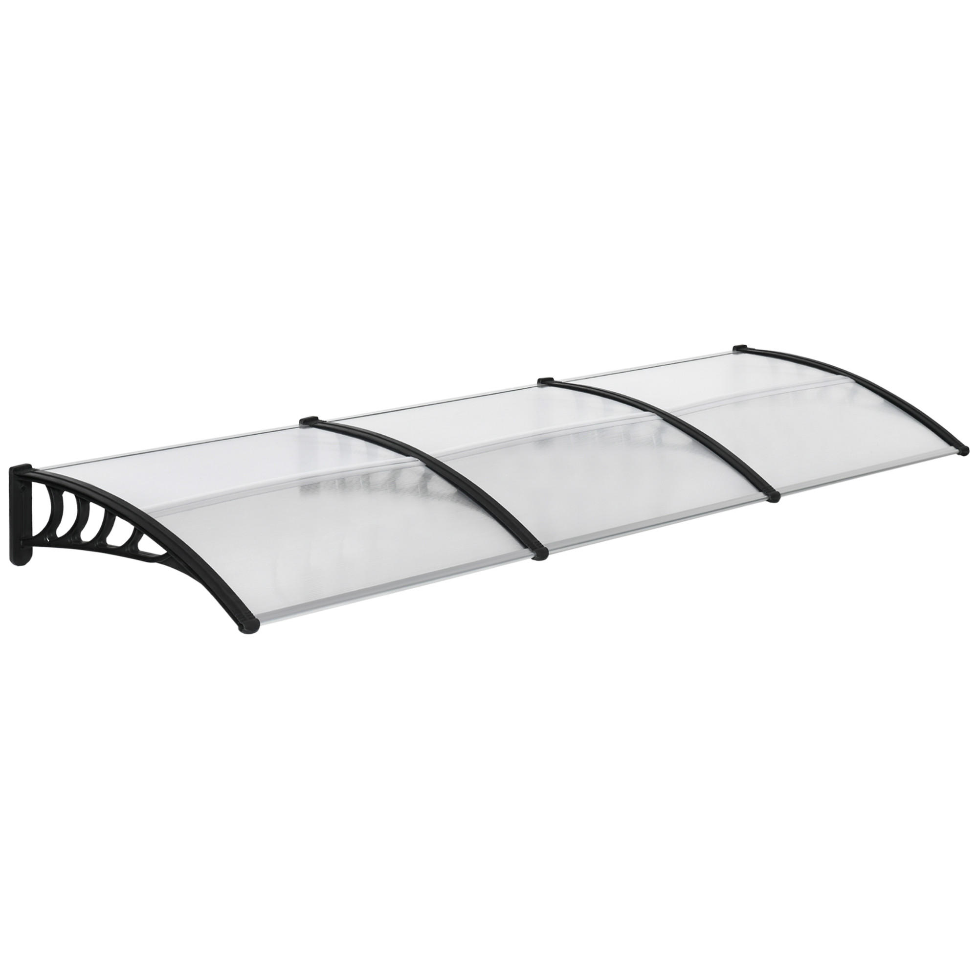 PULTVORDACH, Vordach, Alu, Schwarz - Schwarz, Kunststoff (96/27/303cm) - Outsunny