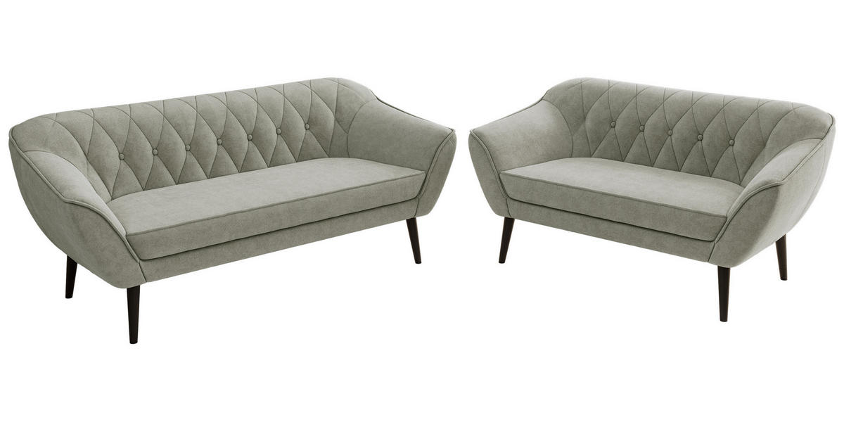 SEDACIA ZOSTAVA 3+2 PIRS - Svetlosivá Štruktúrovaná látka - Čierne nohy - čierna/svetlosivá, kompozitné drevo/textil (180/75/74cm) - MKS