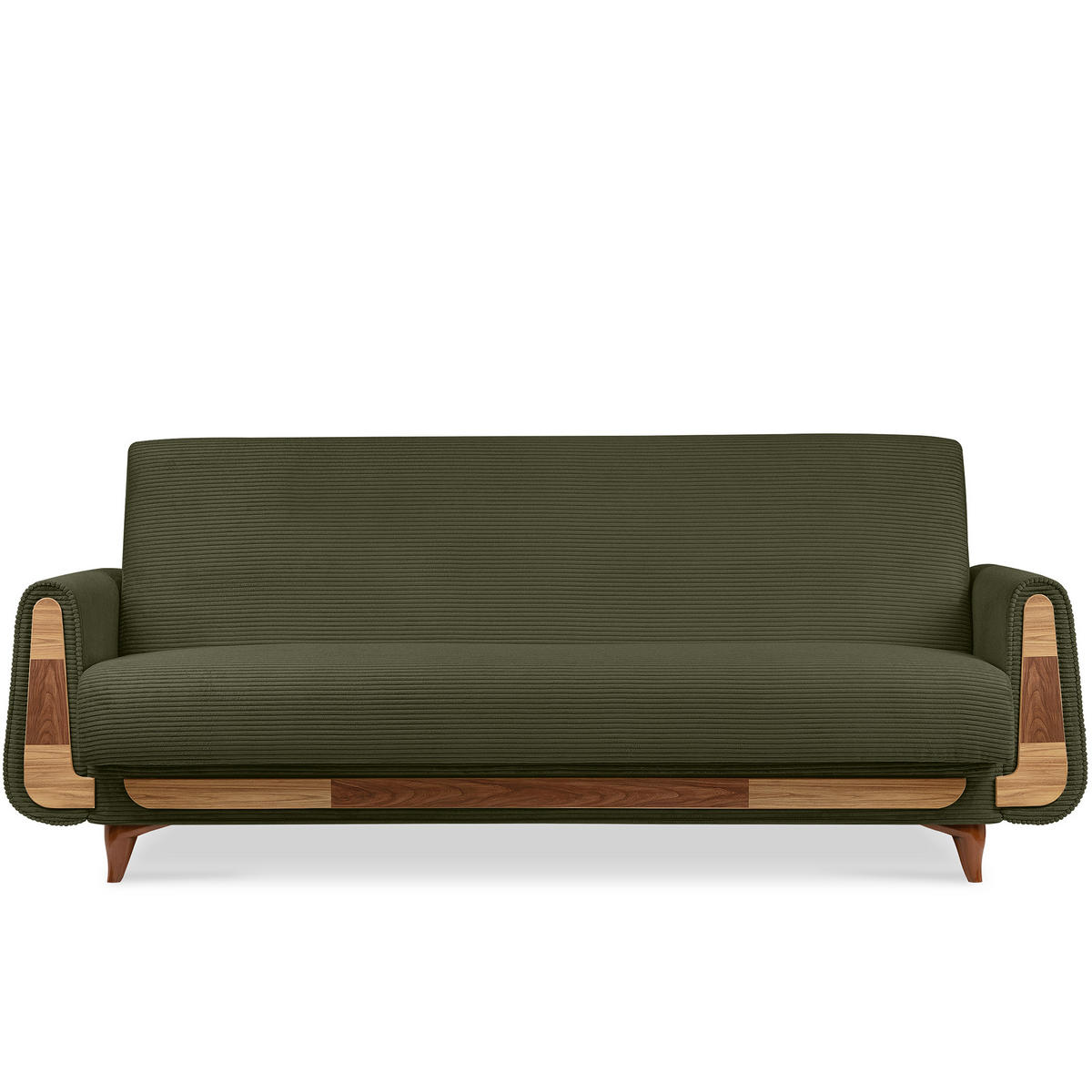 3-SITZER-SCHLAFSOFA GUSTAVO II mit Armlehnen, Olive - Olivgrün, Holz/Holzwerkstoff (230/98/98cm) - KONSIMO®