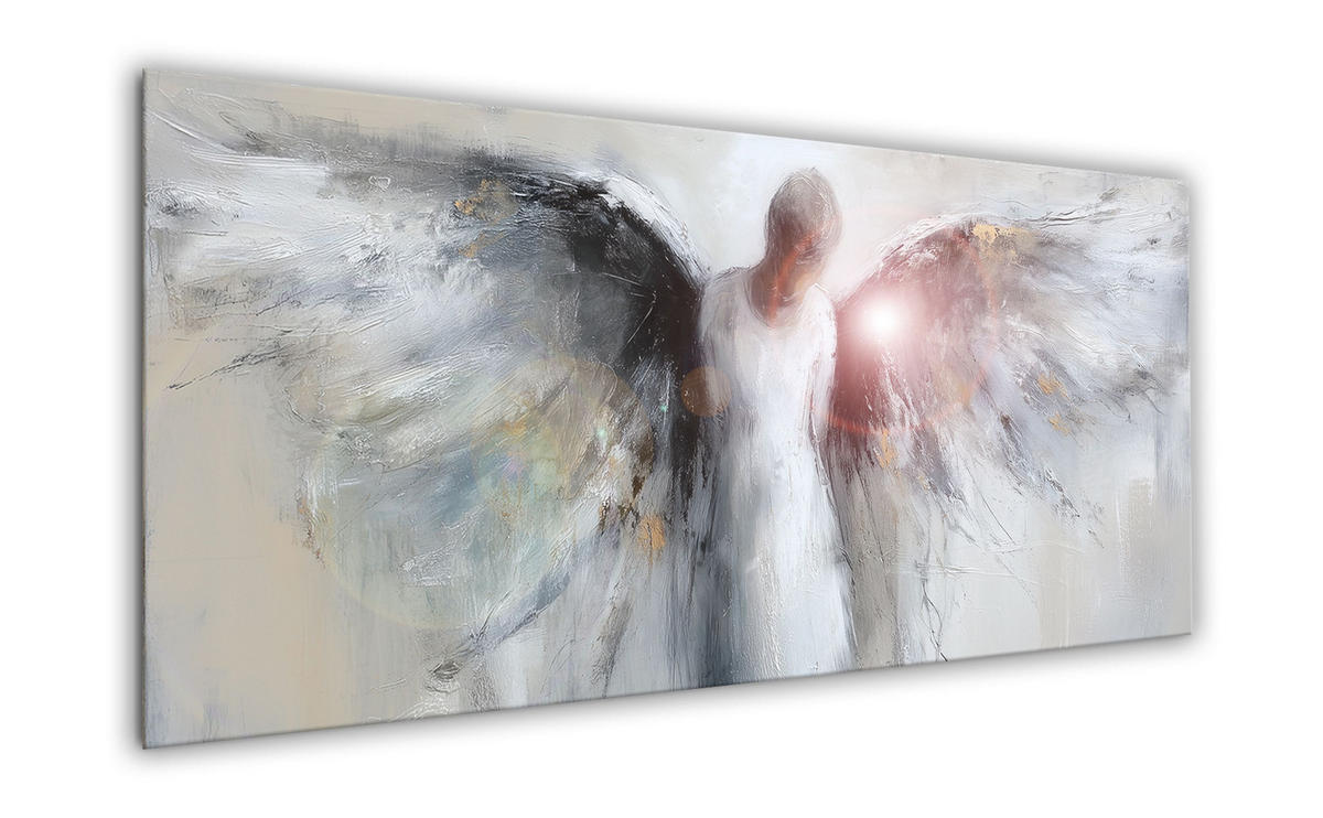 GLASBILD 125x50 cm Engel Kunst beige - Beige, Glas (125/50cm) - artissimo