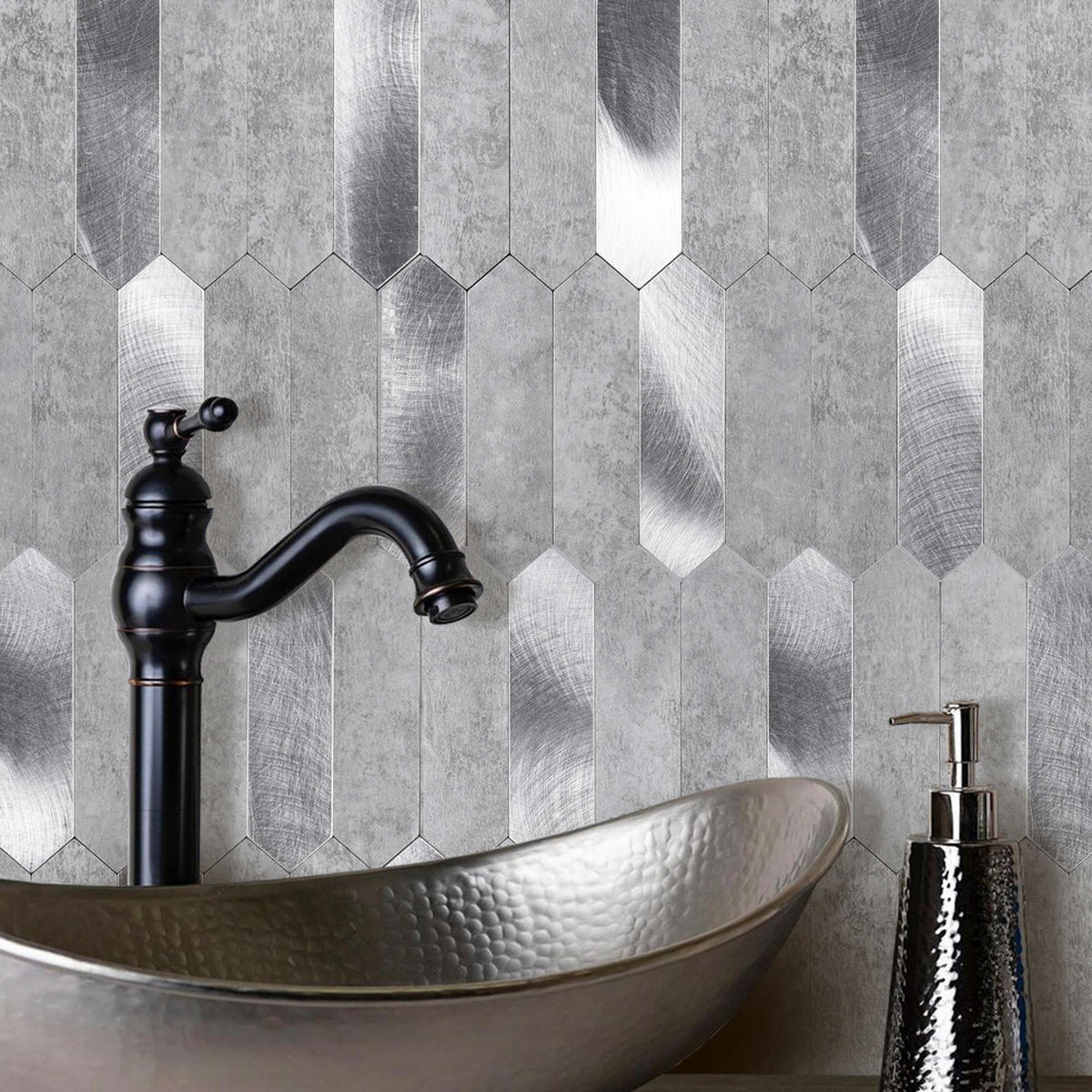 FLIESENAUFKLEBER 1 Stück 30,5 x 30,5 cm Selbstklebende Fliesen - Moro Cenere - Graphitfarben/Grau, Kunststoff (30.5/0.4/30.5cm) - Mazovia