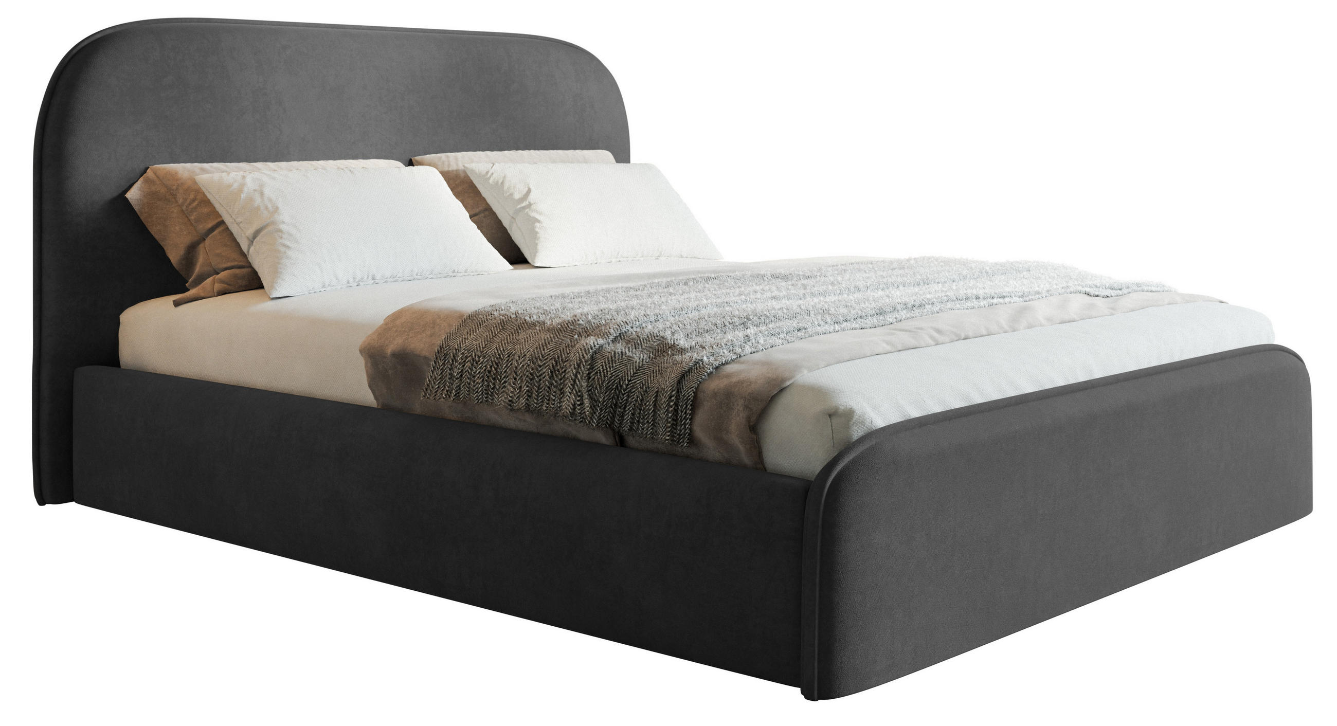 BETT 180x200 cm Wendra Slim mit Lattenrost, Bettkasten, Samt, Dunkelgrau - Dunkelgrau, Holz/Textil (180/200cm) - Emporius