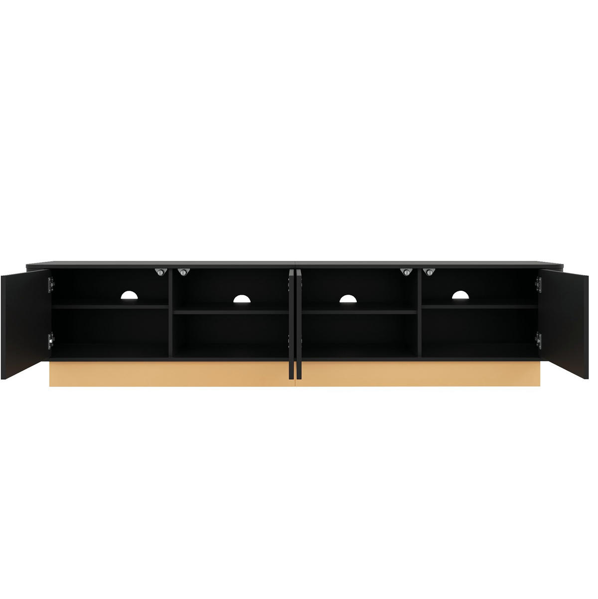 TV-LOWBOARD mit 4 Türen 200 x 40 cm MDF Schwarz - Schwarz, Holzwerkstoff (40/47.5/200cm) - Beauniv
