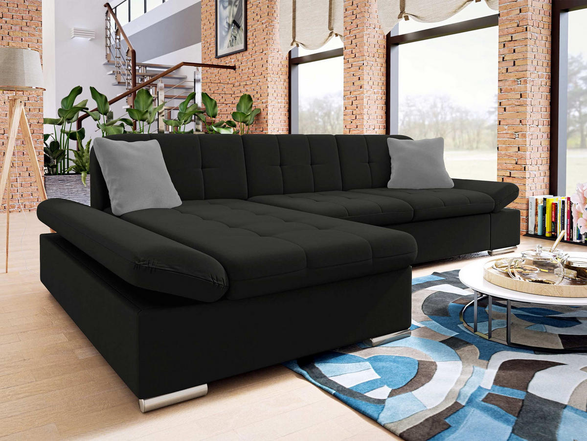 ECKSOFA Malwi, Seite: Links - Schwarz, Holz/Textil (278/161cm) - MIRJAN24