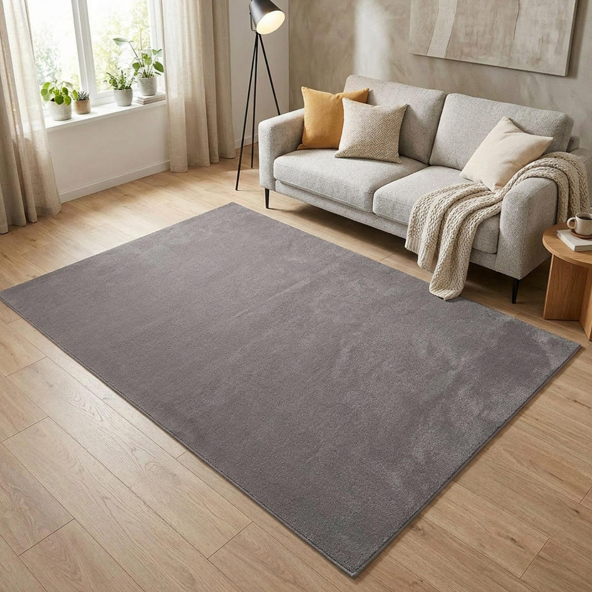 KURZFLOR-TEPPICH Waschbar Calma 200 Anthrazit 120x160 cm - Anthrazit, Kunststoff/Textil (120/160cm) - carpet city
