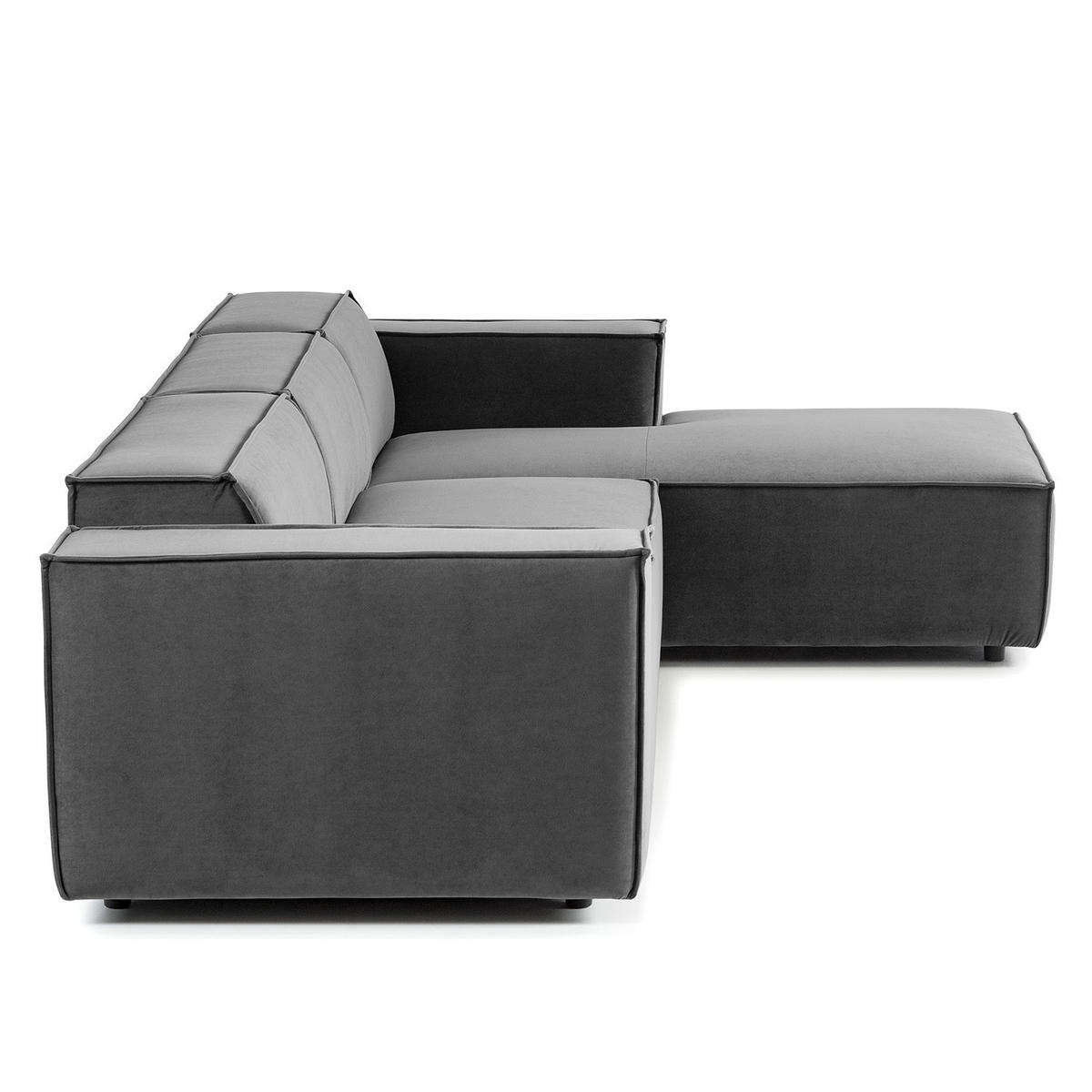 ECKSOFA mit Longchair - Schwarz/Grau, Kunststoff/Textil (294/177cm) - home24