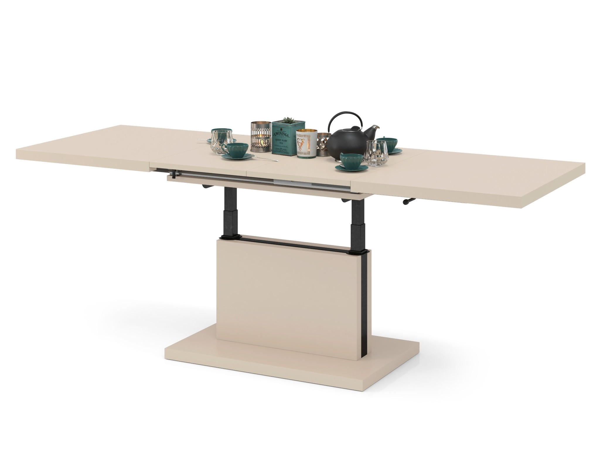 COUCHTISCH rechteckig Beige matt höhenverstellbar ausziehbar - Beige, Holzwerkstoff (70/120/56cm) - designimpex