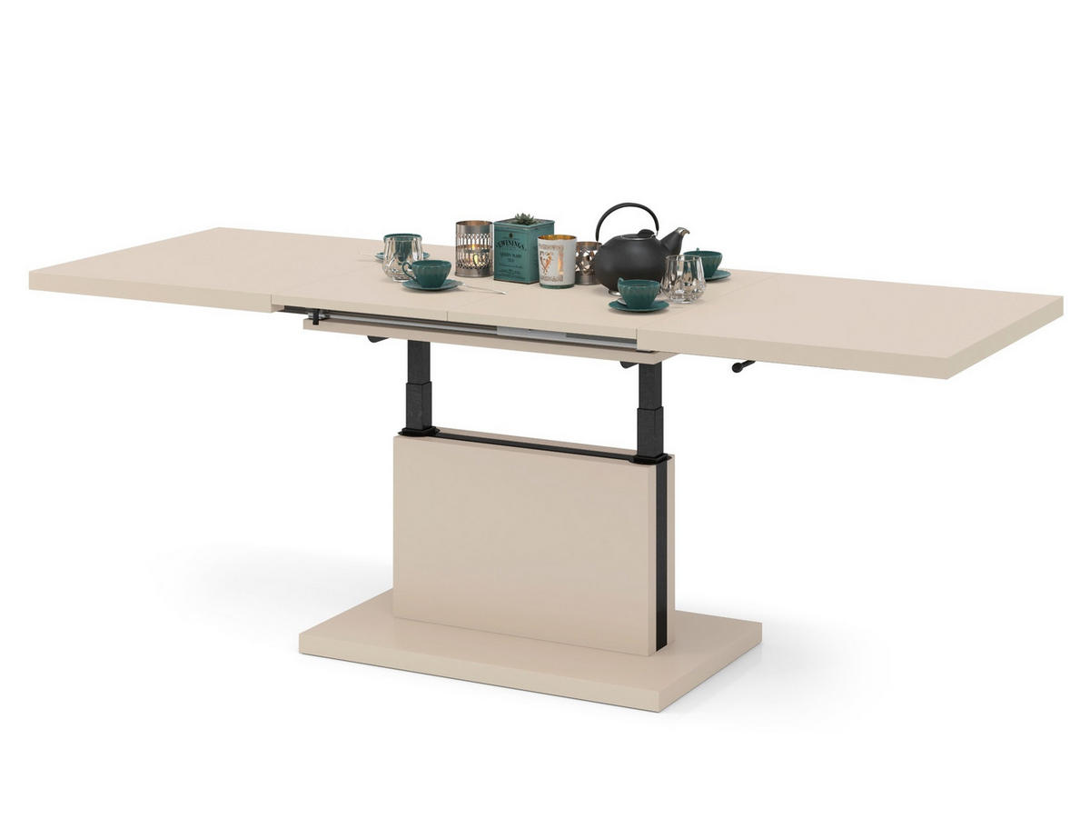 COUCHTISCH rechteckig Beige matt höhenverstellbar ausziehbar - Beige, Holzwerkstoff (70/120/56cm) - designimpex