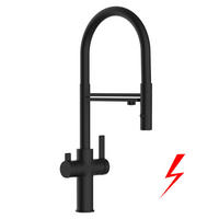 NIEDERDRUCK-3-WEGE-KÜCHENARMATUR, Schwarz Matt, 2-Strahl-Brause - Schwarz, Metall (20.61/48/20.61cm) - VIZIO