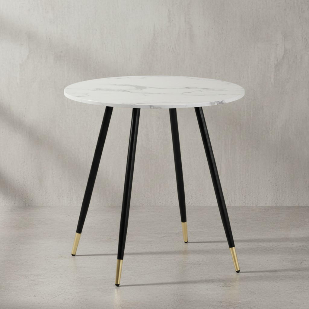 ESSTISCH Marmoroptik Metall Rund Modern, Weiß 75x75x76 cm - Goldfarben/Weiß, Holzwerkstoff/Metall (75/75/76cm) - KADIMA DESIGN