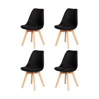 ESSZIMMERSTUHL 4er Set Samt Schwarz Buche Massivholzbeine - Schwarz, Textil (47.5/82/41cm)