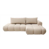 ECKSOFA Ombo Beige Chenille 280 cm - Beige/Schwarz, Kunststoff/Textil (284/167cm) - Selsey