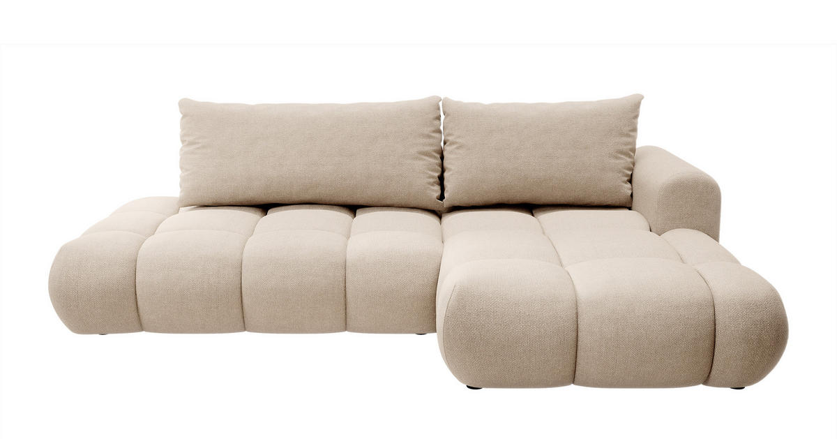 ECKSOFA Ombo Beige Chenille 280 cm - Beige/Schwarz, Kunststoff/Textil (284/167cm) - Selsey