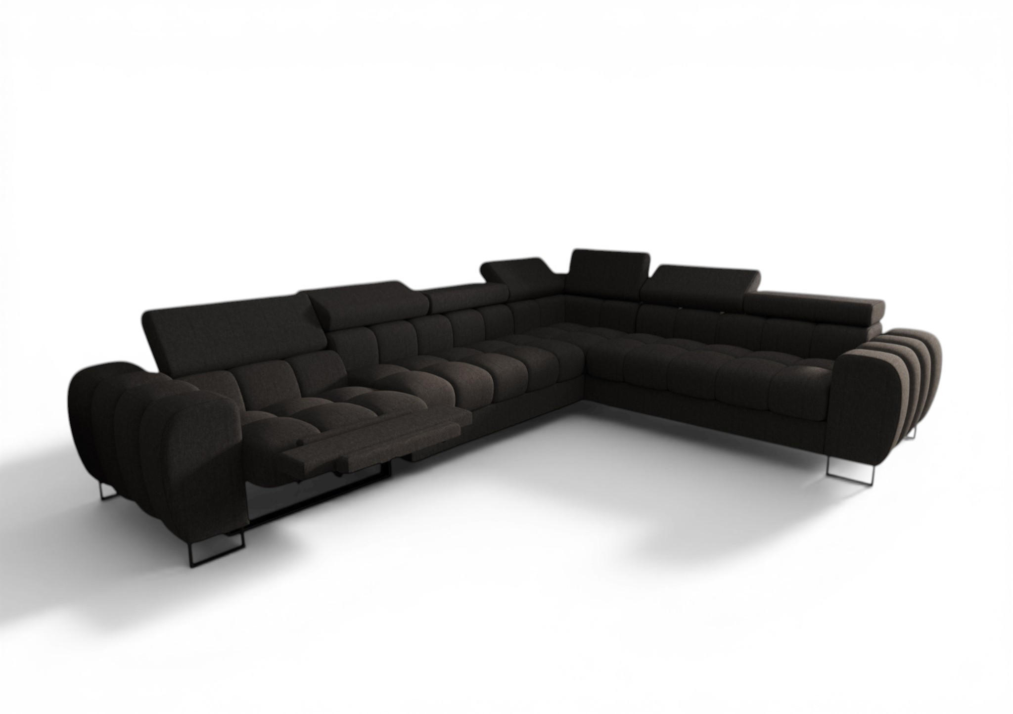 ECKSOFA Bastien Relax - Dunkelgrau, Holzwerkstoff/Textil (330/260cm) - Fun Möbel